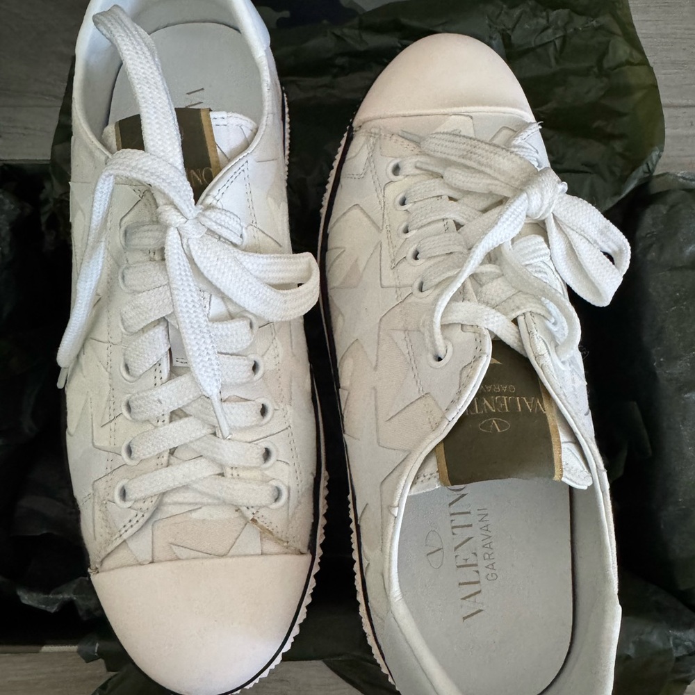 Valentino White Star Lace-Up Sneakers- Likites Edition